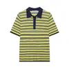 2026 Verano Nuevo Moda Callejera Europea y Americana para Mujer Camisa Polo de Punto Rayada Manga Corta w03 7329