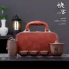 Conjunto de Chá Kung Fu de Areia Roxa Portátil Pequeno Conjunto Conjunto de Chá de Viagem Acampamento ao Ar Livre Presente Comercial Conjunto de Chá de Ponta Presente