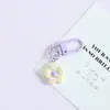 Llavero de Flor de Cuadrícula Fresca de Colores Lindo Versátil para Bolsos de Hombres y Mujeres Adorno Colgante DIY Pequeño Regalo Al Por Mayor