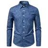 Camisa de Manga Larga para Hombre con Estampado Floral Oscuro Europeo y Americano Retro Planta Floral Cuello de Solapa Corte Ajustado Banquetes Casual Comercio Exterior