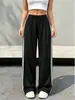 Suministro exclusivo transfronterizo: Pantalones anchos de estilo europeo y americano con rayas blancas a los lados, corte holgado, con un patrón sutil, de pierna recta, casuales tipo pants, disponibles para envío directo