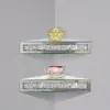 2 pçs/conjunto Prateleira de Canto Flutuante Espelhada, Prateleira de Parede Decorativa Espelho Prata Diamante Esmagado para Decoração de Casa Decoração de Arte de Parede Diamante Cristal Peça de Destaque Conjunto de 2
