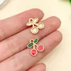Accesorios para Joyería DIY Mezclados con 30 Tipos de Aleación de Zinc Esmaltado Rojo Frutas Colgantes (Cereza, Fresa, Manzana) para Pulseras y Dijes