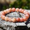 Moda Europea y Americana Pulsera de Perlas de Aguamarina de 8 mm para Hombres y Mujeres, Pulsera de Cuerda Elástica de Piedra Verde Oliva, Joyería Transfronteriza al por Mayor