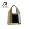 Bolsa de Tecido Estilo Preguiçoso Transfronteiriça, Bolsa de Mão e Bolsa de Ombro de Tricô Patchwork Vintage! Bolsa de Tricô Versátil, Bolsa Tote de Nicho para Mulheres