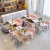 Mesa y silla de oficina de negociación de ventas de celebridades de Internet de lujo ligero, combinación de mesa y silla posmoderna para cafetería, restaurante, tienda de té con leche y sofá