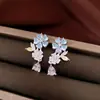 Pendientes cuadrados vintage con forma de corazón de circón y lazo, pendientes de lujo ligero de alta gama, accesorios para la oreja versátiles y de moda