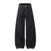 G6480 Retro Americano Unisex Moderno Negro Lavado Denim Crudo de Alta Gama Pantalones Vaqueros Holgados de Pierna Cruzada Scimitar para Hombre