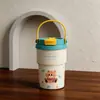 Caneca térmica portátil 316 pequena para café ao ar livre portátil com duas palhetas para bebida copo de água pode personalizar LOGOTIPO