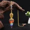 Joyería Transfronteriza Péndulo de Oro Cristal Natural Ágata Piedra Semipreciosa Resina Cono Hexagonal Colgante Mayoreo