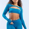 Conjunto Sexy Transfronteiriço Curto Longo de Manga Terno Colete Pequeno Esportivo Nude Conjunto de Duas Peças Fitness Especial Corrida Pilates