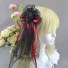 Accesorios para el Cabello Lolita, Velos, Pasador de Flor de Rosa, Pinza con Borde de Encaje, Pasador Gótico Oscuro Hecho a Mano Lolita