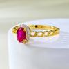 Joyería Mu Jing Plata S925 Nuevo Estilo ins Diario Sencillo Joker 4*6 Anillo Rojo Gang para Mujer Estilo Europeo y Americano Transfronterizo