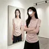 Camiseta de Manga Corta Estilo Coreano, Hombros Descubiertos, Falso Dos Piezas para Mujer, Nuevo Verano 2026, Pura Tentación, Ajustada a la Cintura, Top Básico
