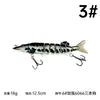 Isca tubarão-bico-de-sonda biónico impressa em 3D, peixe multi-seção, 18g, isca dura de oito seções para pesca em água doce e salgada, adequada para robalo, bagre e blackfish