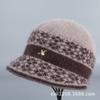 Gorro de abuela para mediana edad y ancianos, gorro de lana de conejo de terciopelo de otoño e invierno, gorro de moda cálido de punto para madre anciana