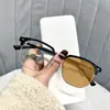Óculos de Meia-Armação, Estilosos e Intelectuais, Óculos de Receituário Fotocromáticos Retrô, Anti-Luz Azul, Casual para Negócios, Cool e Estilosos, Óculos Sem Grau, Frete Grátis D