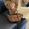 Bolsa de mão tecida para mulheres, nova bolsa asa vintage de grande capacidade 2026, bolsa simples de ombro e transversal