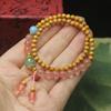 Pulsera de cuentas de Buda de doble círculo de sándalo de 4 mm Estilo Bosque Pulsera Simple de Cristal de Sandía Cuentas del Rosario Joyería para Hombres y Mujeres Regalos Al por Mayor