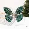 Decorações de borboletas artificiais mais vendidas internacionalmente, enfeites coloridos pintados para o Natal, criando uma atmosfera festiva, acessórios para pendurar na árvore de Natal