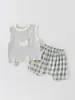 Conjunto de Verano para Bebé Súper Lindo de Dibujos Animados, Chaleco y Shorts de Dos Piezas para Salidas de Verano, Categoría a