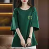 Camisetas de manga corta de marca para comercio exterior transfronterizo, elegantes y versátiles, corte holgado, adelgazantes, tops casuales de verano