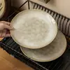 Platos de vajilla vintage torneados en horno, platos caseros de cerámica para fruta, platos de ensalada, platos de presentación estilo japonés para restaurante, platos de presentación estilo occidental, uso comercial