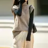Nuevo Chaleco de Punto de Lana Pura con Cuello Alto, sin Mangas, Patrón Retorcido, Camiseta sin Mangas para Apilar, Otoño/Invierno 2026, para Mujer
