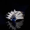 Conjunto de Joias de Zircônia Azul Transfronteiriço Colar Brincos Anel Feminino Acessórios Quentes de E-commerce ao Vivo Transfronteiriço Atacado