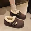 Zapatos de mujer estilo Birkenstock con forro de pelo todo incluido, nueva colección de invierno 2026, de suela plana, zapatos de algodón con forro de polar, suela gruesa retro, zapatos de pelo que aumentan la altura