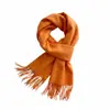 Bufanda grande de color liso, gruesa, de tacto cachemir artificial, con flecos, para otoño e invierno, transfronteriza, en stock, premium, doble propósito, estilo de exportación europeo y americano