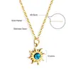 Collar con Colgante de Piedra Flor de Pino Azul Transfronterizo Europeo y Americano Diseño de Nicho Cadena para Clavícula de Girasol Collar de Acero Inoxidable para Mujer