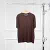 Blusa de Tricô Gola Redonda Manga Curta Warren Sea Dragon Clássica de Lã Merino Amiga da Pele Não Pinica Malha 18 Fios para Mulheres