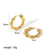 Pendientes de Aro Exagerados Versátiles de Acero Inoxidable Dorado 18K con Nudo de Bambú y Círculo Liso Transfronterizos Europeos y Americanos Joyería de Exportación