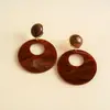 Pendientes Geométricos de Flor de Resina Transfronterizos Europeos y Americanos Otoplastias Maillard Otoño e Invierno Diseño Nicho de Gama Alta Joyería para Orejas Venta al por Mayor