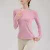 Top Deportivo para Mujer Otoño e Invierno Ajustado Cuello Redondo Secado Rápido Traje de Yoga Profesional Transpirable para Correr Entrenamiento Fitness Manga Larga