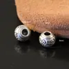 Plata Pura 999 Peces Koi Redondas Cuentas 3D Cabeza de León de Plata Dura Pulsera de Cuerda Trenzada DIY Cuentas Sueltas Accesorios para Joyería Cuentas de Plata Retro