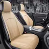 Cojín de asiento de piel de vaca para coche, universal cuatro estaciones, cojín de asiento de cuero para un solo asiento, juego de una pieza trasera de tres piezas para el conductor principal, cojín de sillín individual