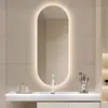 Espejo de baño inteligente LED antivaho transfronterizo, espejo ovalado sensible al tacto con luces, espejo de maquillaje impermeable montado en la pared