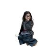 Ropa Infantil Estilo Coreano 2025 Otoño Nuevo Estilo Cárdigan a Rayas para Bebé Niña Top con Cordones Pantalones de Mezclilla de Pierna Ancha Conjunto de Tres Piezas