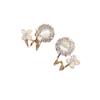 Pendientes de lujo ligeros de nicho de alta gama con forma de ojo de gato y flor, pendientes de circonita exquisitos y superllamativos para mujer, joyería para la misma oreja de celebridades de Internet