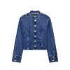 Jaqueta feminina banhada a ouro da marca Z, moda jeans popular transfronteiriça, estilo europeu e americano, abotoada, azul, outros estilos fofos ZA