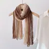 Estilo Celebridad de Internet Mismo Estilo Versátil Plisado Degradado Primavera y Otoño Algodón y Lino Bufanda Bufanda Artística para Mujer Otoño e Invierno Chal Estilo Coreano Bufanda