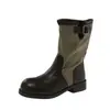 Estilo Británico~Estilo Dulce Retro-Cool Botas Amarillas de Verano Ropa de Trabajo Botas Martin Botas Vaqueras Occidentales para Mujer Botas Cortas de Motociclista Modernas
