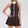 Vestido Transfronterizo Sin Costuras para Mujer con Copas, Falso Dos Piezas, Anti-Exposición, Adecuado para Deportes al Aire Libre, Correr, Fitness, Ropa Casual y Tenis
