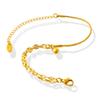 Pulsera de cadena doble con labio, estilo campus, combinable con todo, con colgante de bola de acero pequeña, de titanio y chapada en oro, E152