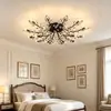 Lámpara de Techo de Cristal Americana para Sala de Estar Moderna Minimalista Europea Creativa Forma de Flor Araña LED Iluminación para Dormitorio Comedor