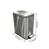 Papelera rectangular de acero inoxidable operada con pedal para baño, oficina, espacios estrechos, dormitorio, sala de estar, cocina, con mecanismo silencioso de cierre suave