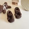 Zapatos de Algodón con Forro de Felpa para Niñas 2025 Nuevo Estilo de Invierno, Abrigo con Doble Pompón de Piel, Zapatos de Algodón Cálidos para Niñas, Zapatos Tipo Gorro para Bebés