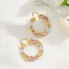 Amazon Pendientes Trenzados de Latón Tk Estilo Europeo y Americano Chapados en Oro de 18 Quilates, Pendientes de Alta Gama a la Moda de Lujo Ligero con Bloques de Color Retro